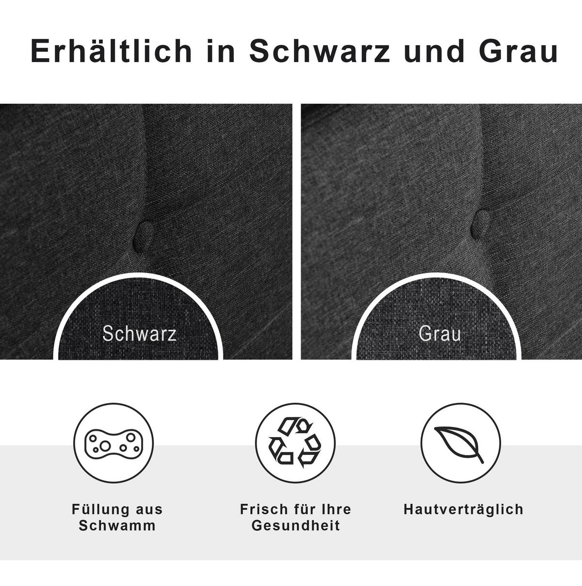 POLSTERBETT 90/200 cm mit Matratze LED-Beleuchtung, 2 Schubladen, verstellbarem Kopfteil, Schwarz - Schwarz, Textil (90/90cm) - Redom