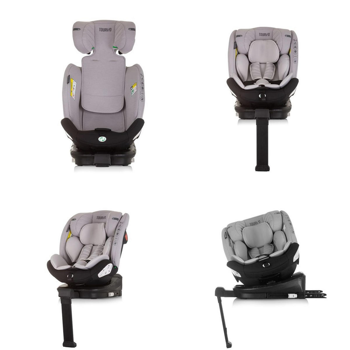 KINDERSITZ Tourino i-Size (40-150cm) dunkelgrau Isofix, höhenverstellbar, Stützbein, drehbar - Grau, Kunststoff (46/78/49cm) - Chipolino