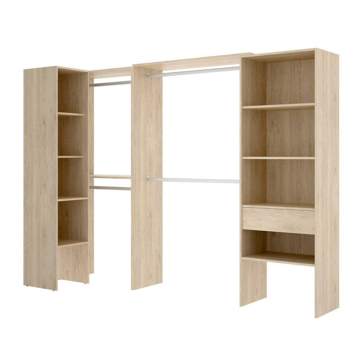 OFFENER KLEIDERSCHRANK Holz-Effekt Eiche 79.4x248h187 - Braun, Holzwerkstoff (248/187/79.4cm) - DMORA