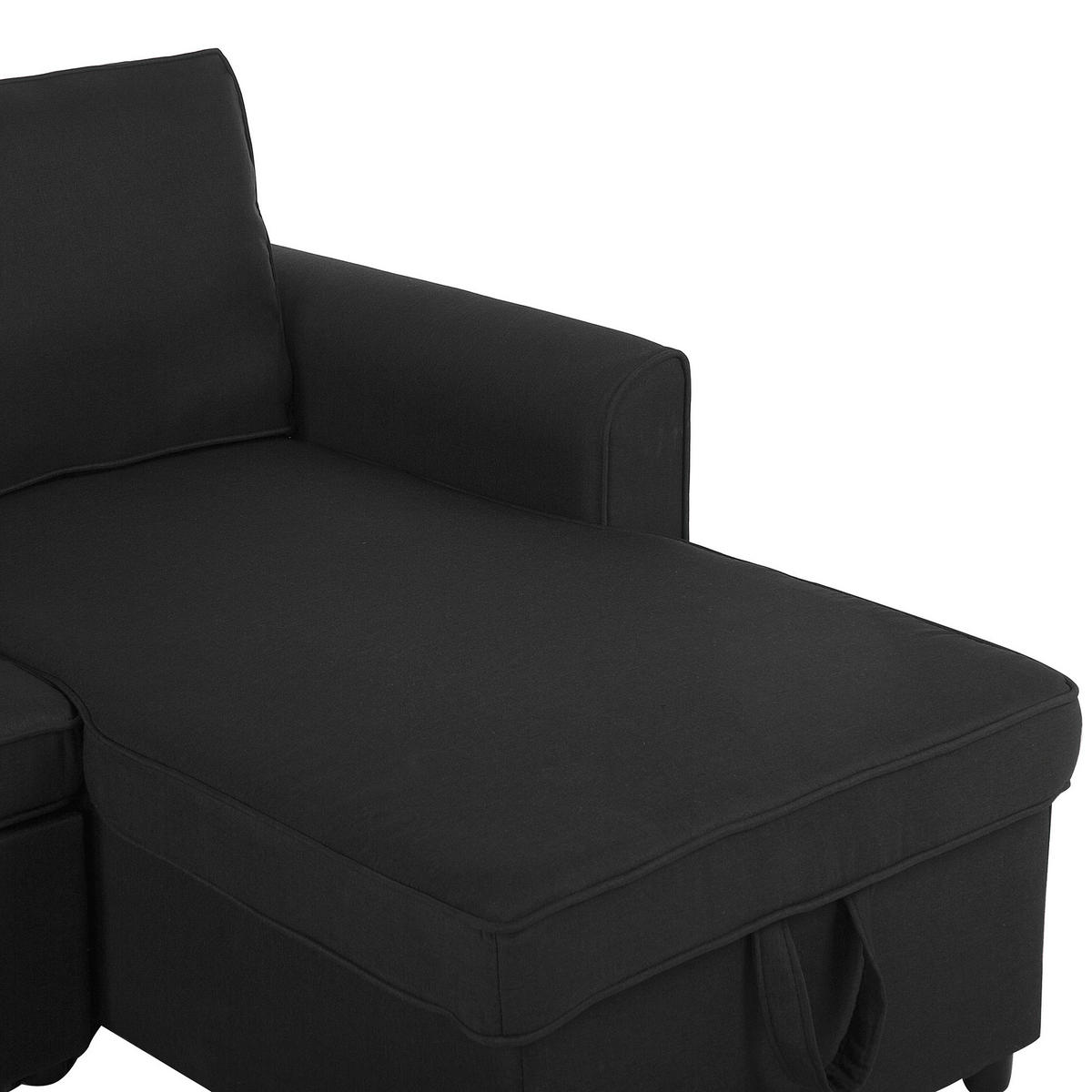 ECKSOFA Polsterbezug Schwarz rechtsseitig Nesna - Schwarz, Textil (228/145cm) - Beliani