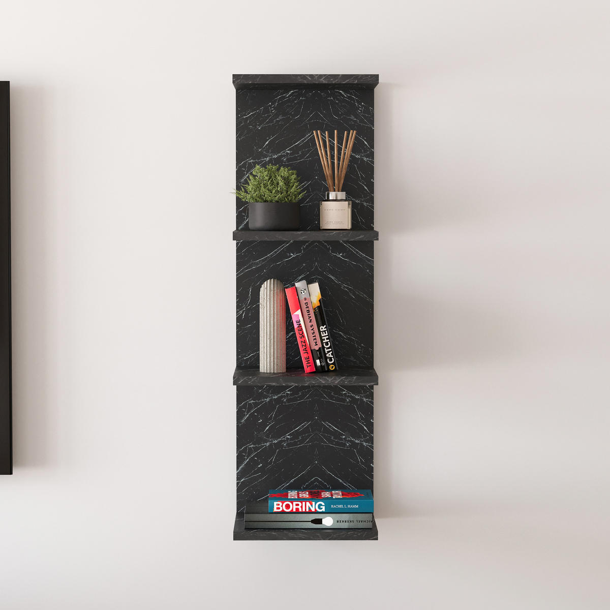 WANDREGAL Surahammar - Schwarz, Holzwerkstoff (30/95/28cm) - [en.casa]