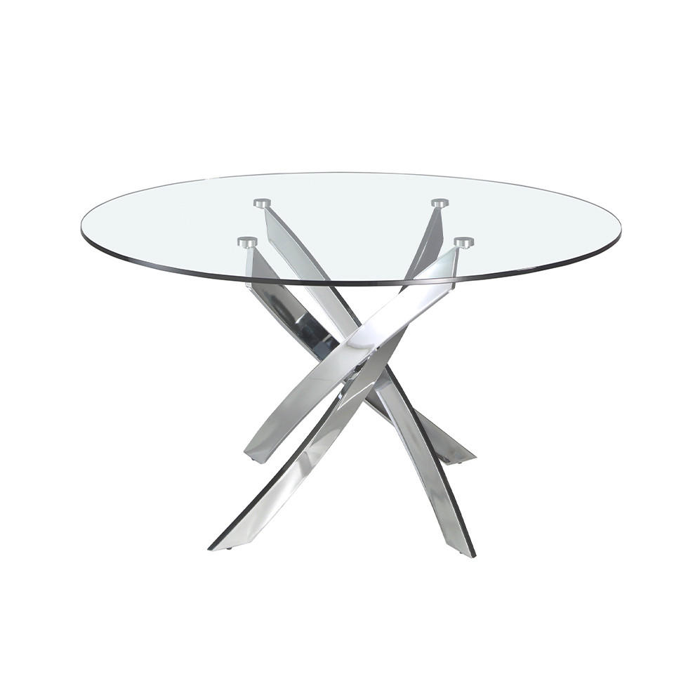 ESSTISCH Rund Glas Stahl Ø120/75 cm - Edelstahlfarben/Transparent, Glas/Metall (120/120/75cm) - ANGEL CERDA