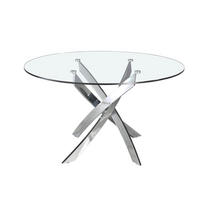 ESSTISCH Rund Glas | Stahl Ø130/75 cm - Edelstahlfarben/Transparent, Glas/Metall (130/130/75cm) - ANGEL CERDA
