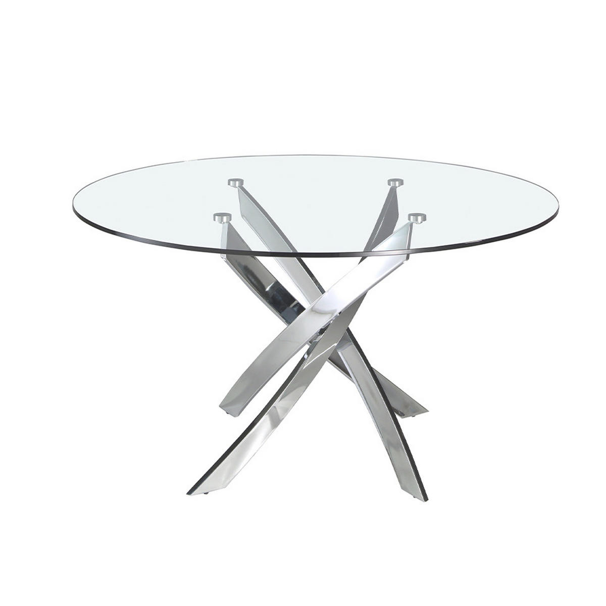 ESSTISCH Rund Glas | Stahl Ø130/75 cm - Edelstahlfarben/Transparent, Glas/Metall (130/130/75cm) - ANGEL CERDA