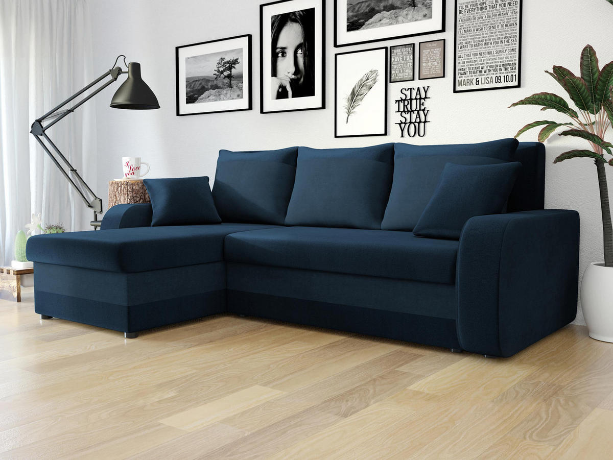 ECKSOFA Kris Lux - Blau/Schwarz, Holz/Kunststoff (238/147cm) - MIRJAN24