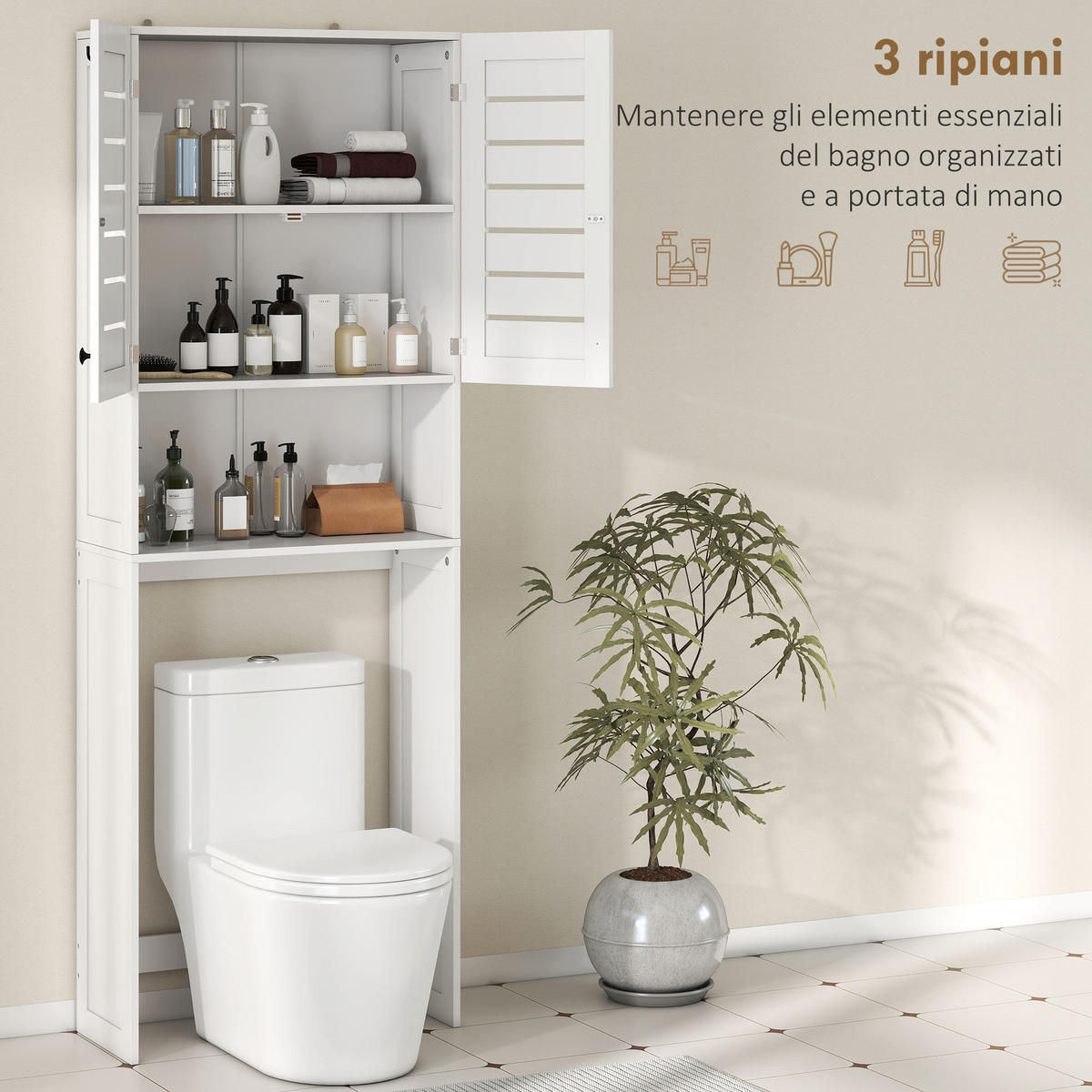 HÄNGESCHRANK Weiß 1 Stück - Weiß, Kunststoff (67/190/31.5cm) - GiPP