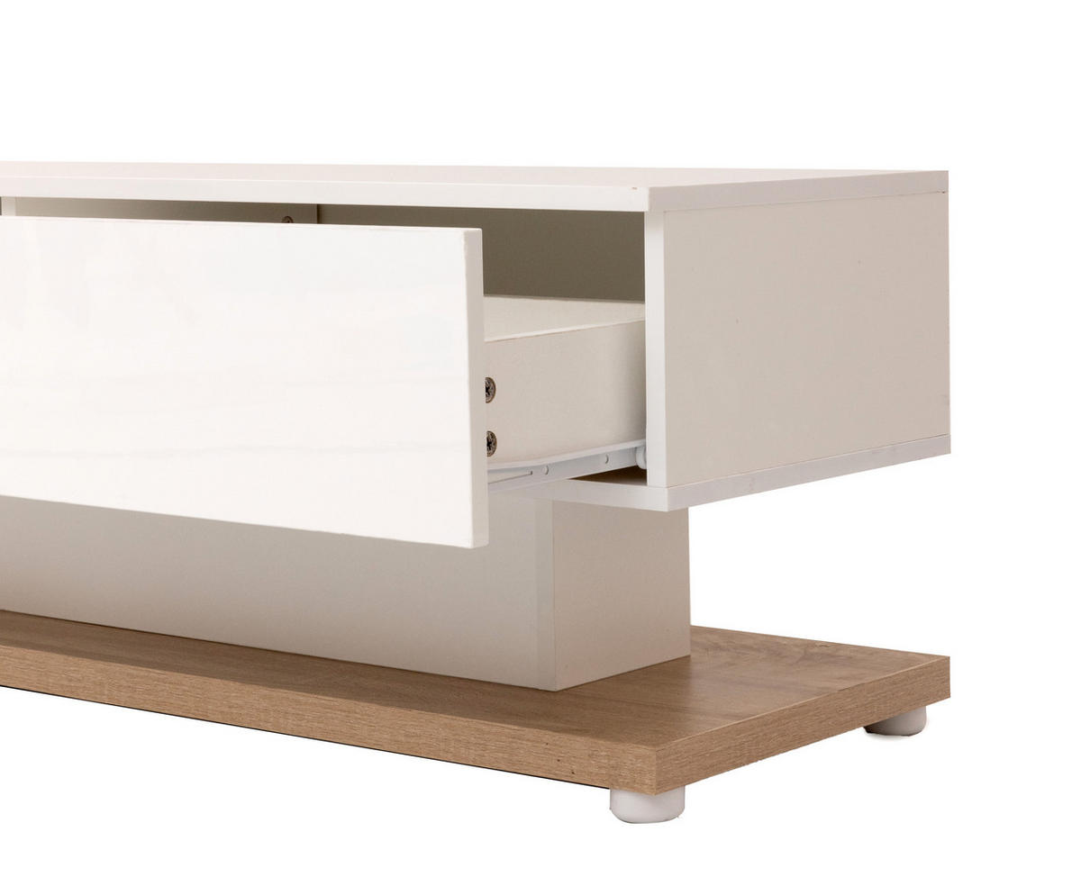 LOWBOARD mit LED-Beleuchtung, 170/36/38cm - Weiß, Glas/Holzwerkstoff (170/38/36cm) - Urban Meuble