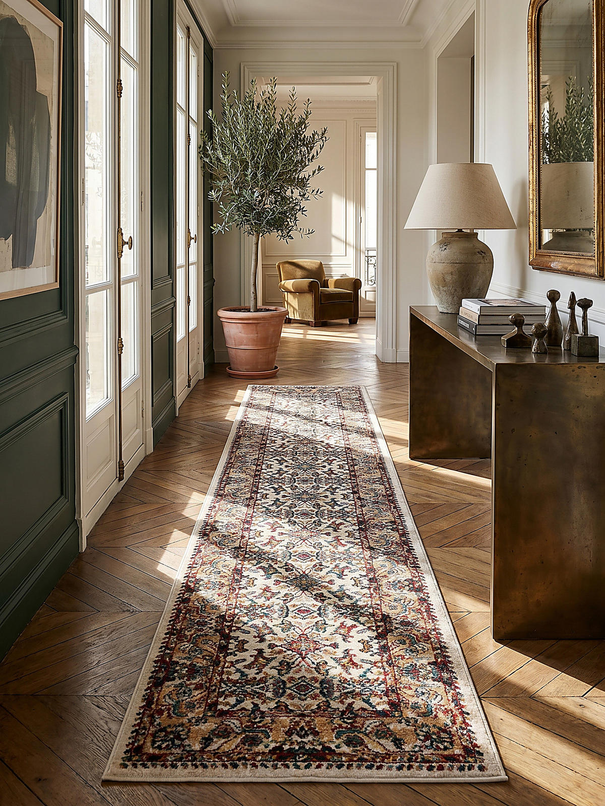 KURZFLORTEPPICH GLAZERT, orientalisch, Natur, 66 x 300 cm - Naturfarben, Textil (300/66cm) - KADIMA DESIGN