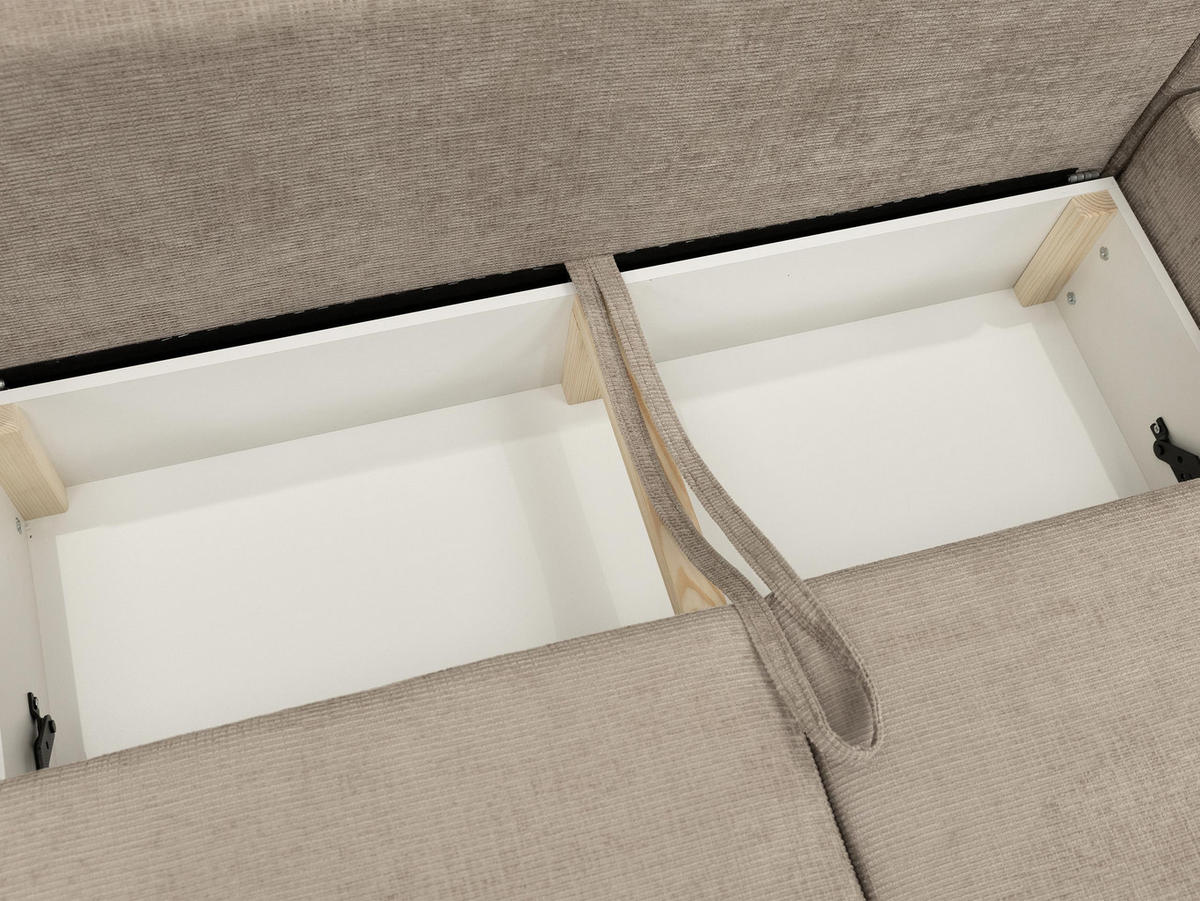 ECKSOFA Bella L, Seite: Rechts - Creme/Schwarz, Holz/Kunststoff (258/168cm) - MIRJAN24