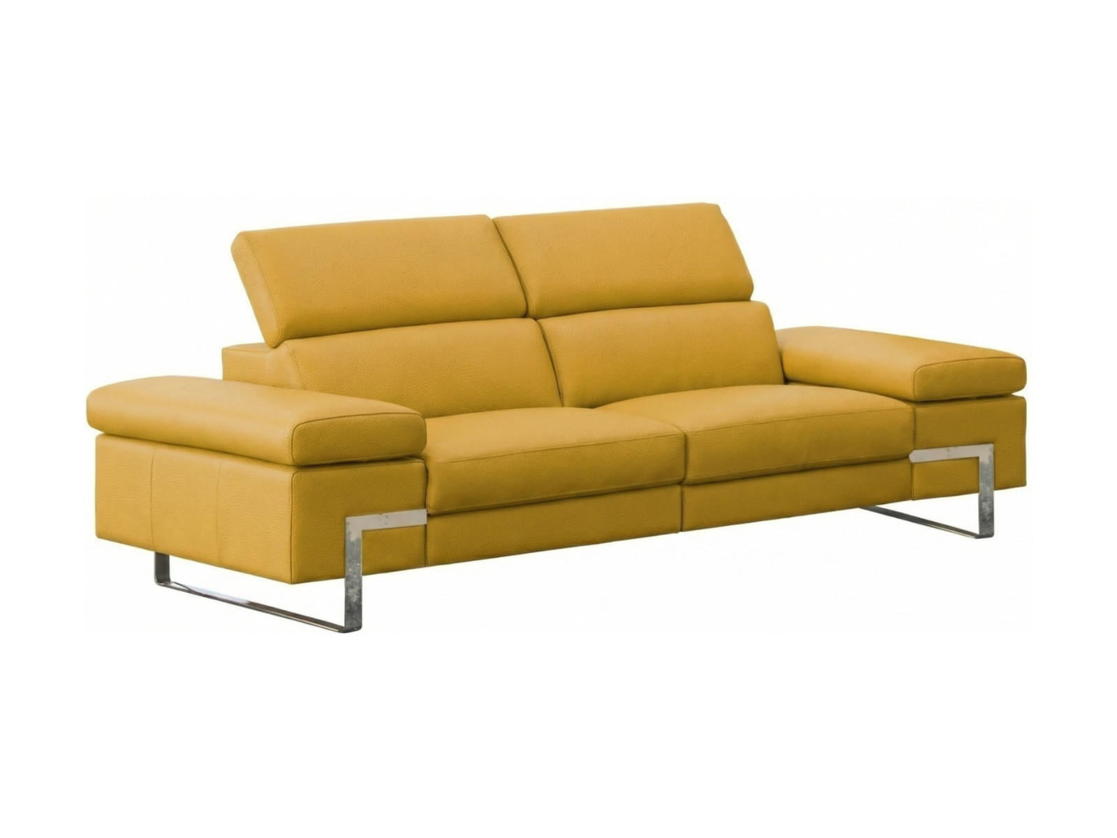 3-SITZER Sofa Opera Echtleder Senfgelb - Gelb, Leder/Metall (223/75/109cm)