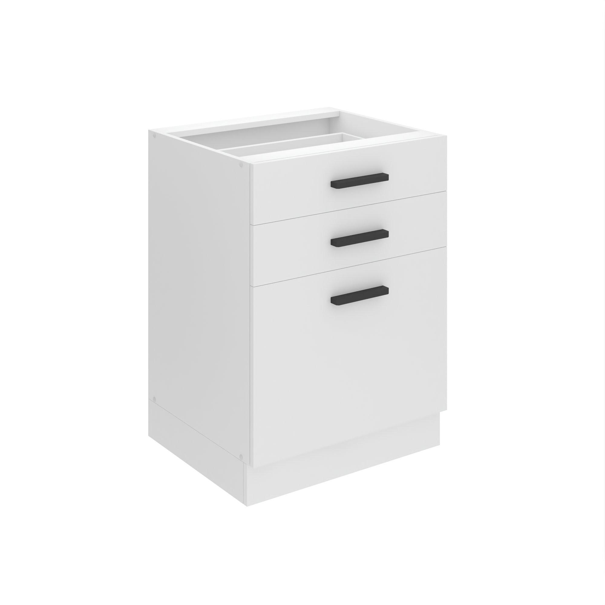 KÜCHENUNTERSCHRANK 60 cm SDSZ, ohne Arbeitsplatte, mit Schubladen, Weiß matt - Weiß, Holz (60/82/51.6cm) - B BELINI GROUP