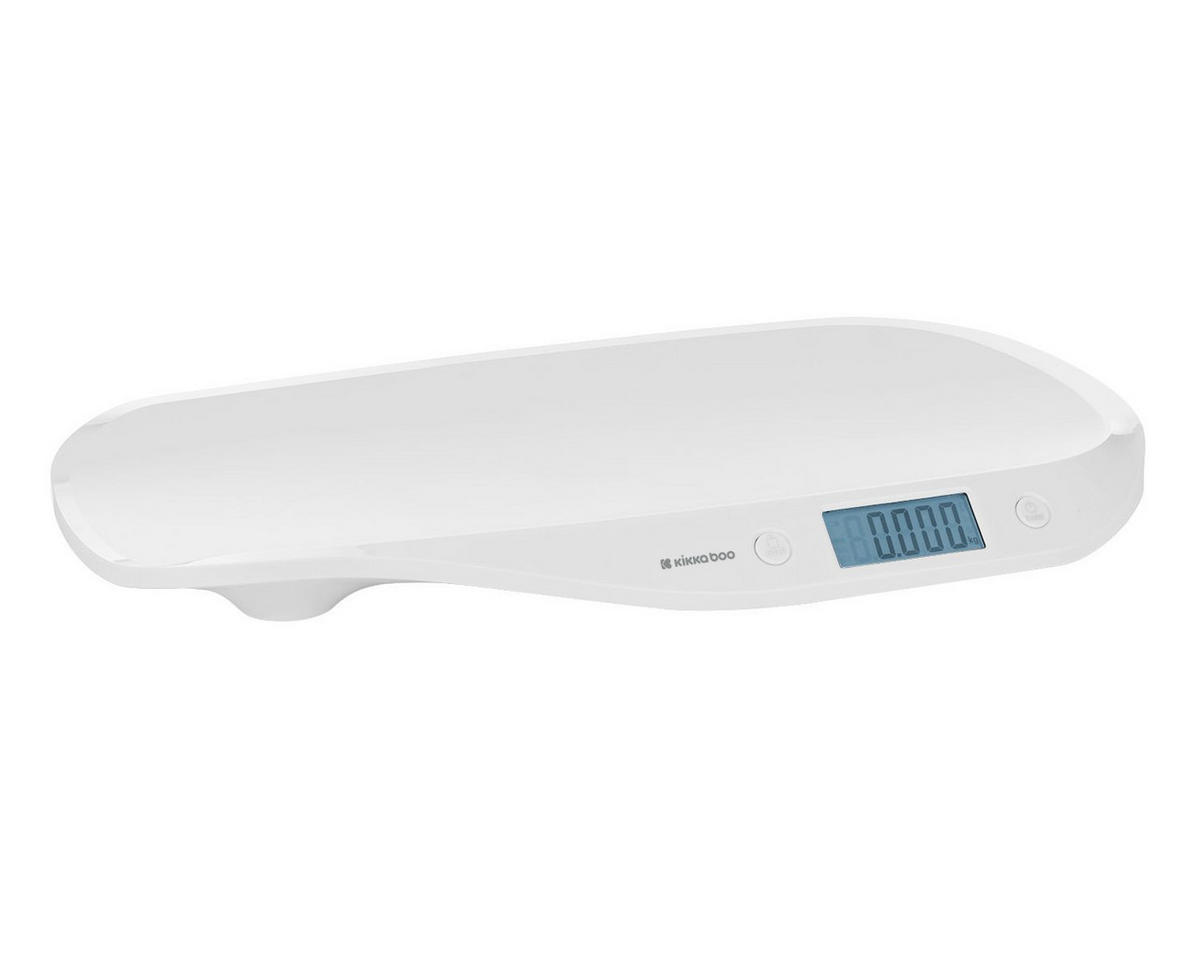 BABYWAAGE Lyra LCD-Display weiß Maßband Anti-Rutsch-Füße Tarafunktion 20 kg - Weiß, Kunststoff (32/52cm) - Kikka boo