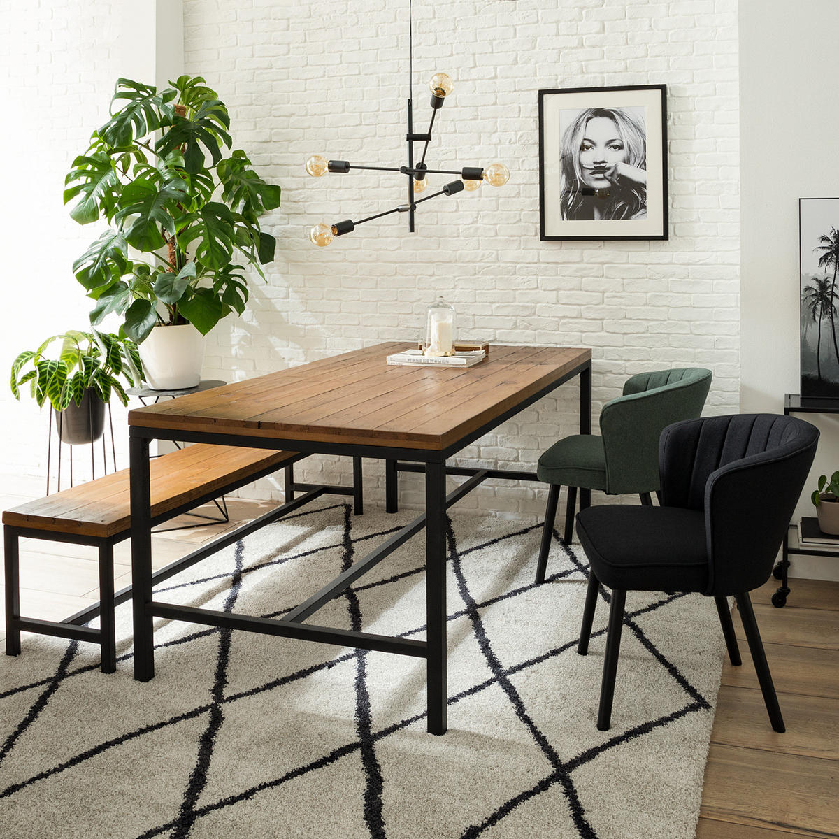 POLSTERSTUHL - Webstoff / Buche massiv - Schwarz, Holz/Textil (59/75/59cm) - home24