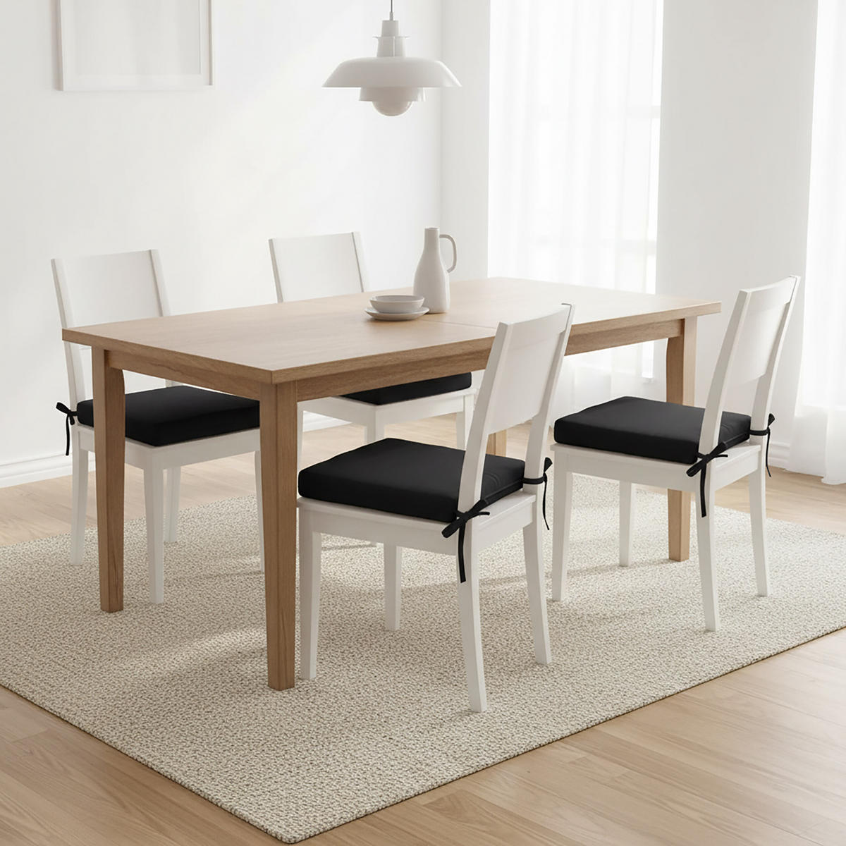 4XSEDÁK na židli - černá, textil (40/40/3cm) - Relaxdays