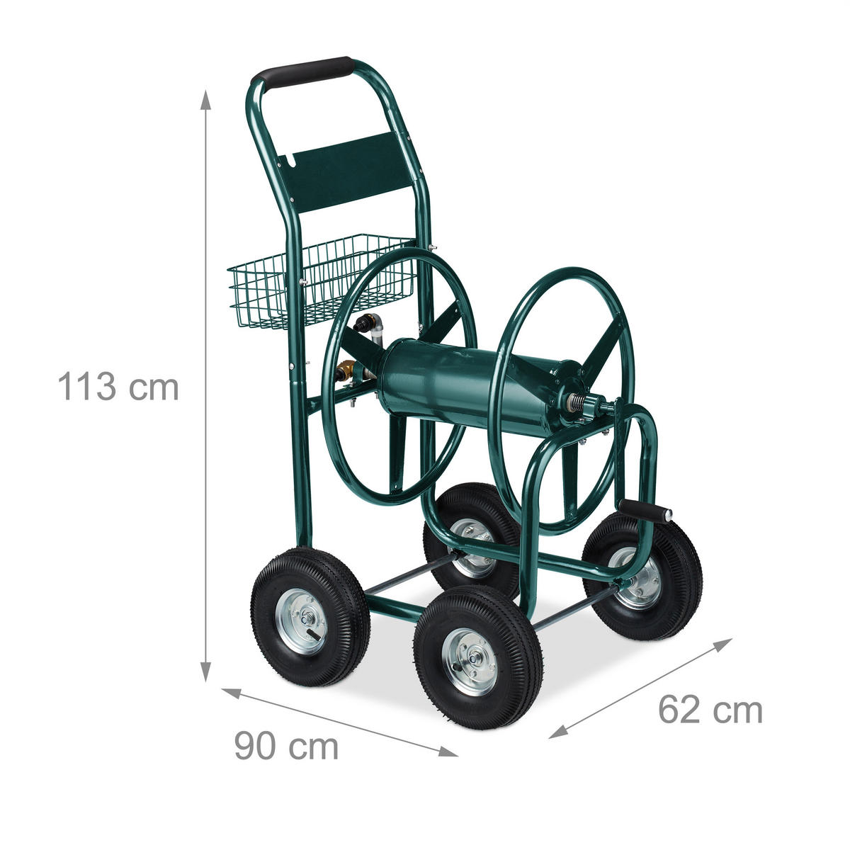 SCHLAUCHWAGEN - Dunkelgrün, Kunststoff/Metall (62/113/90cm) - Relaxdays