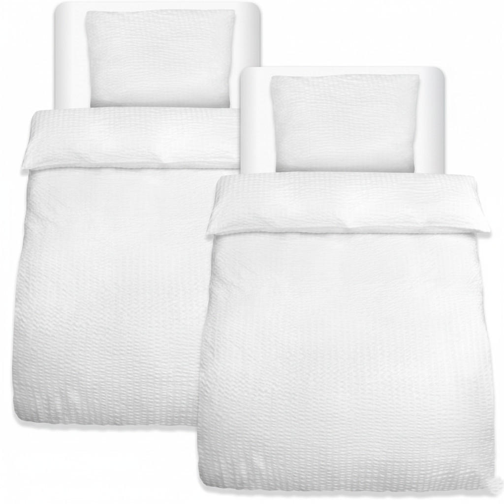 BETTBEZUG Meline 155x220cm + Kissenbezug 80x80cm Weiß Seersucker (4tlg) - Weiß, Textil (155/220cm) - Beautissu 