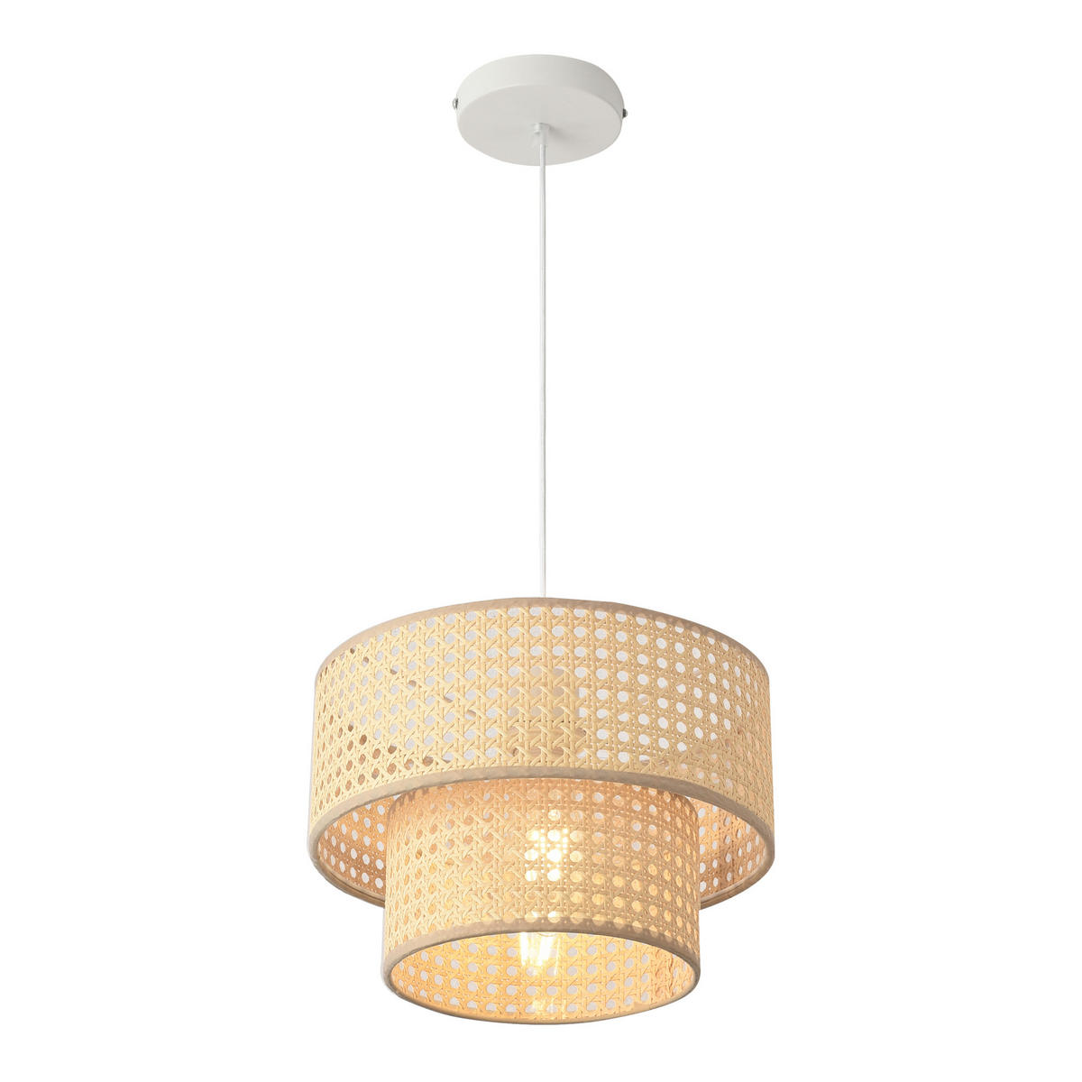HÄNGELEUCHTE Ascot - Beige/Weiß, Kunststoff/Metall (30/30/160cm) - lux.pro