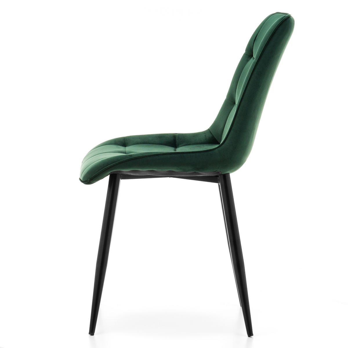 STUHL CHIC gespolsterter mit Steppung - grün - Samt Velours - Schwarz/Grün, Metall (50/88/47cm) - NEW HOME
