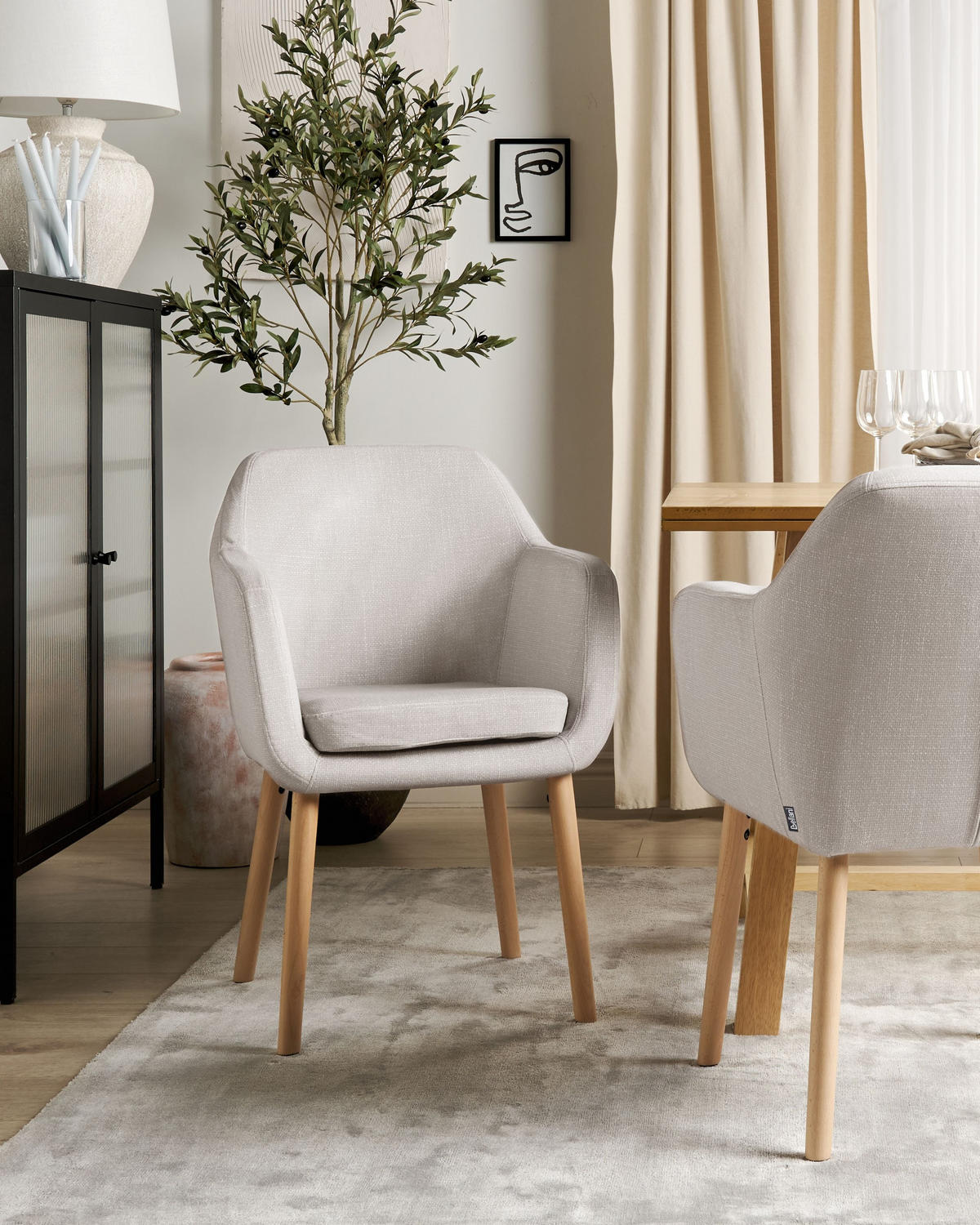 JÍDELNÍ ŽIDLE Sametová látka taupe Yorkville II - světle hnědá/béžová, textil (56/82/46cm) - Beliani