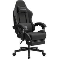 GAMING Stuhl Stoff mit Massagefunktion und Fußstütze, schwarz - Schwarz, Textil (60/123/57cm)