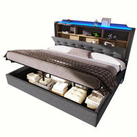 POLSTERBETT 180/200 cm in Grau mit Stauraum, LED, USB- und Type-C-Anschlüssen, Leinenbezug und schwebendem Design - Grau, Holzwerkstoff/Textil (180/200cm) - STILVORA