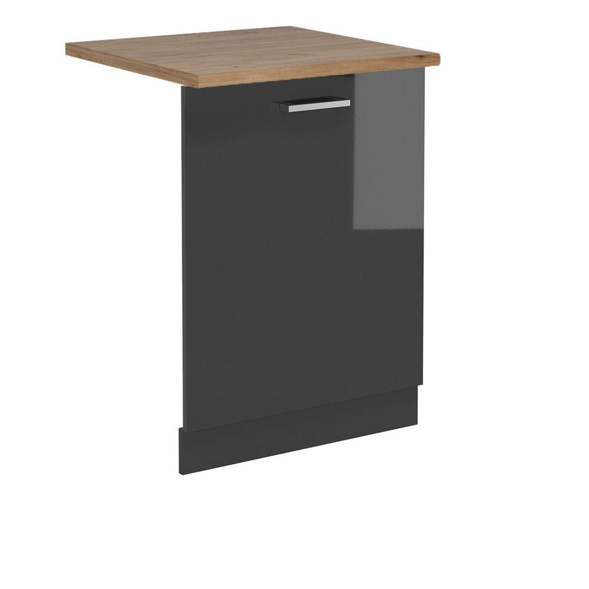 GESCHIRRSPÜLBLENDE R-Line Anthrazit Hochglanz 60 cm , AP Eiche - Schwarz Hochglanz/Anthrazit, Holzwerkstoff (60/81.8/1.6cm) - Vicco