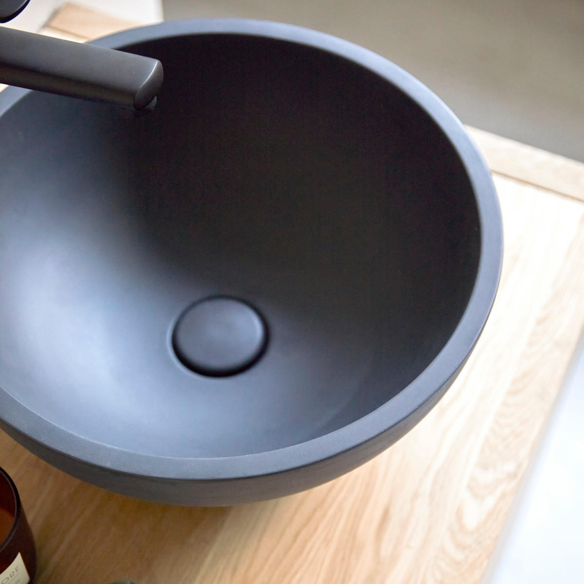 WASCHBECKEN Micha Schwarz aus Terrazzo - Schwarz, Stein (36/15/36cm) - Tikamoon