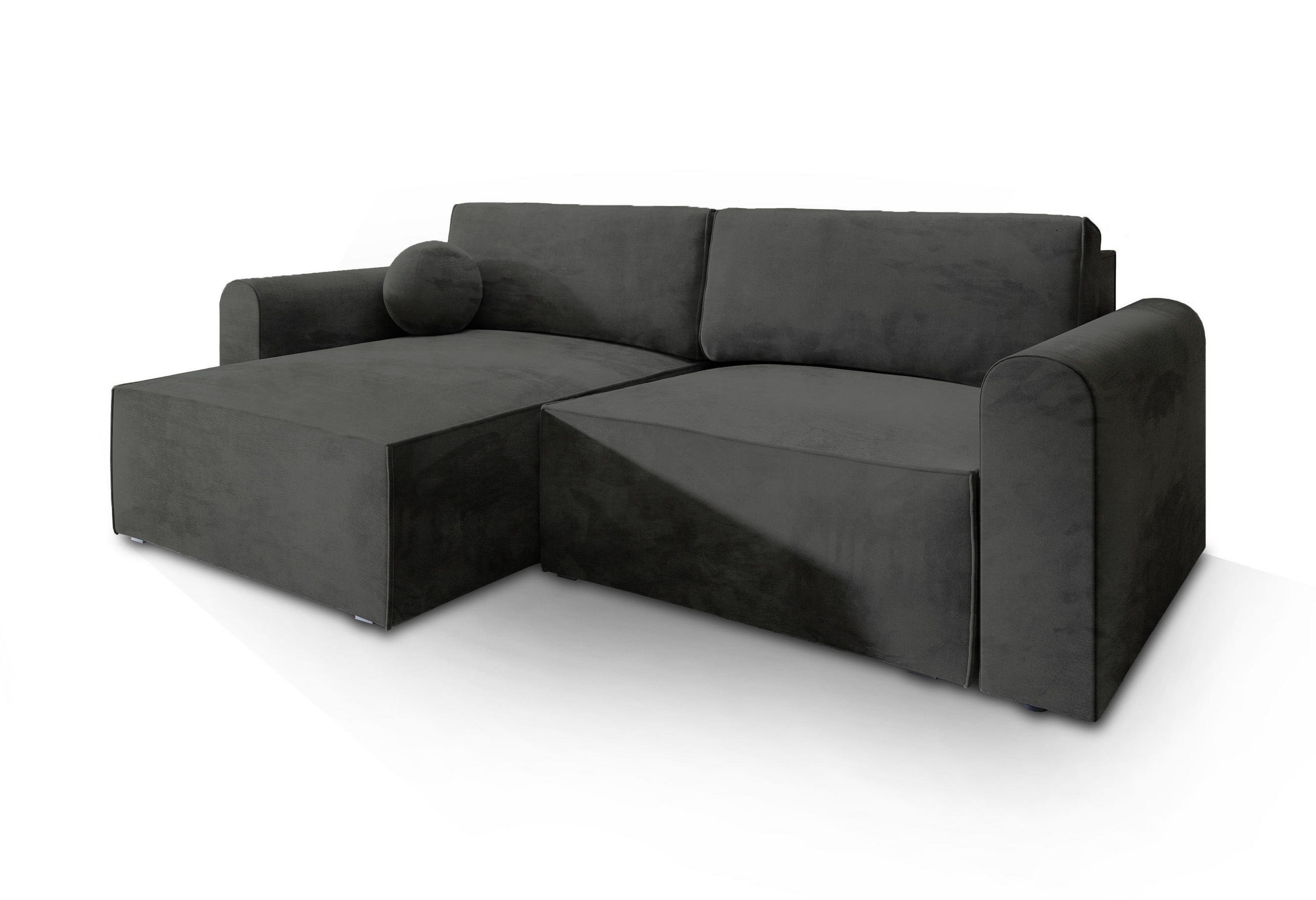 ROHOVÁ SEDAČKA FIANO černá - šedá/černá, dřevo/textil (245/148cm) - MASSENO