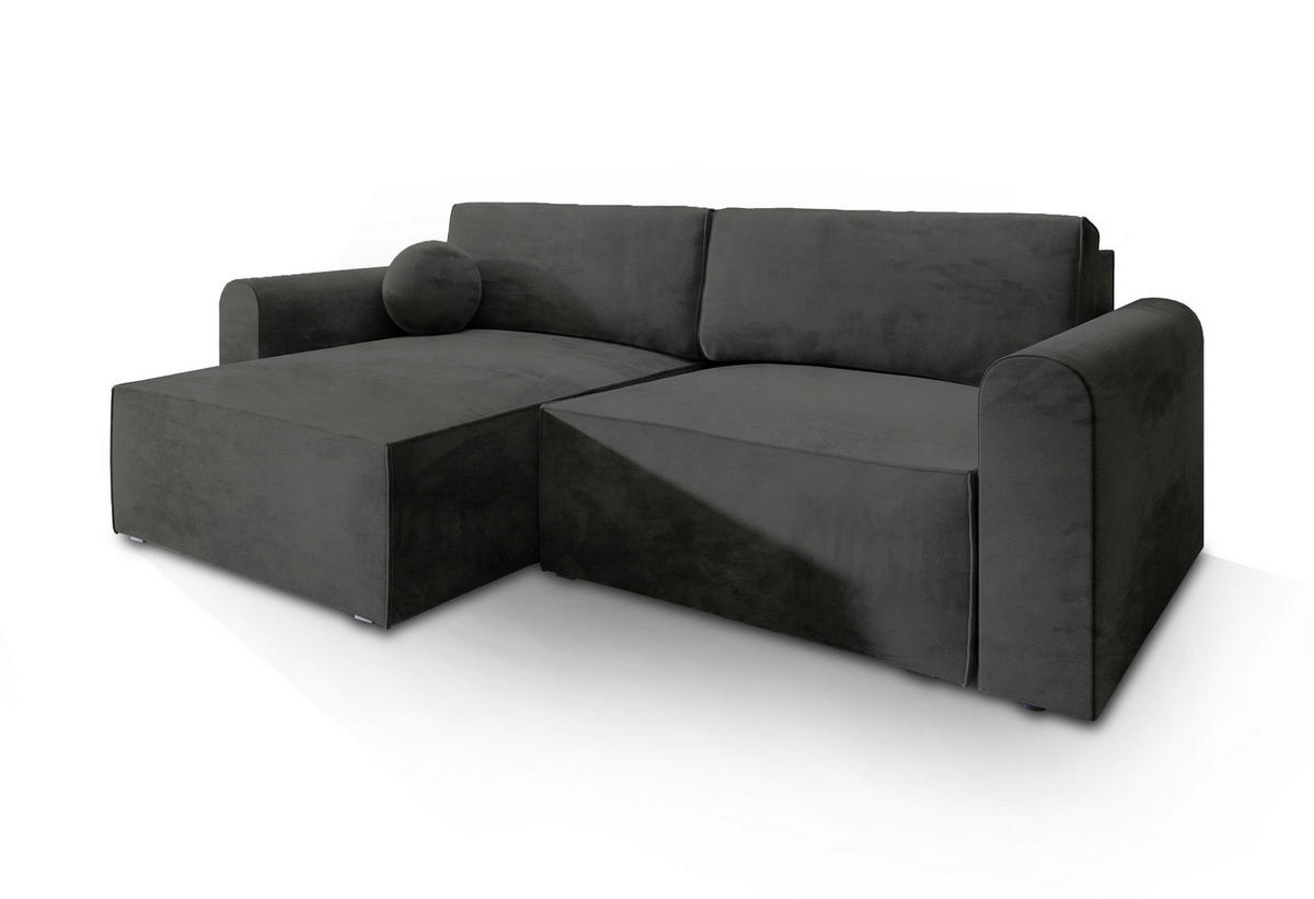 ROHOVÁ SEDAČKA FIANO černá - šedá/černá, dřevo/textil (245/148cm) - MASSENO