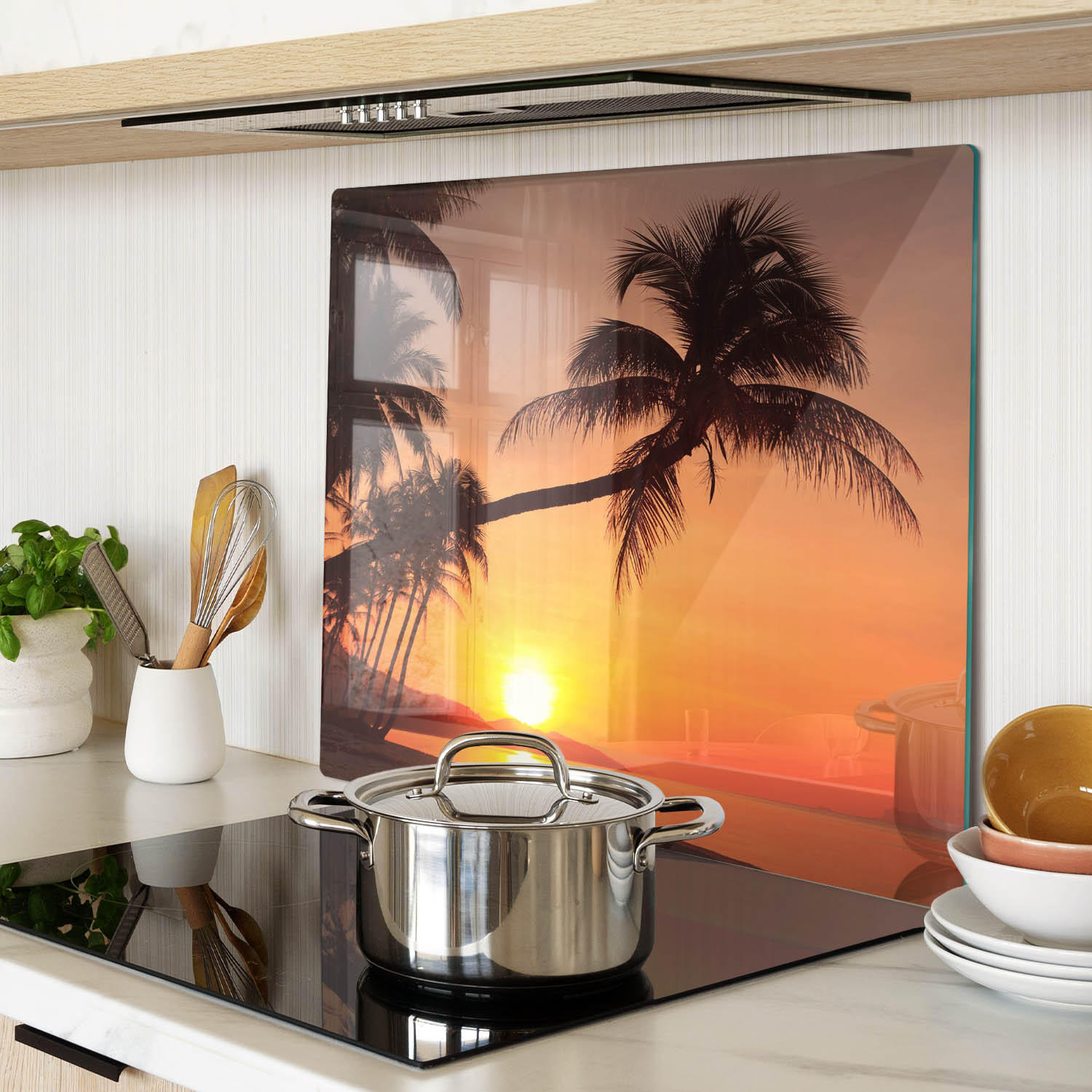 GLASPLATTE 60x52 cm Sonnenstrand - Orange, Glas (60/0.4/52cm) - TULUP