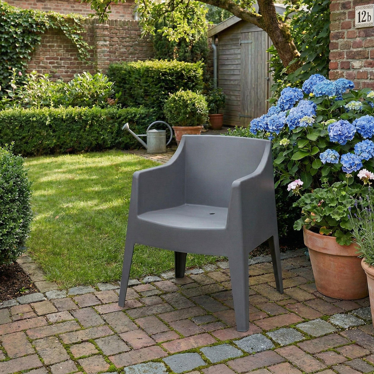GARTENSTUHL 4er Set Kunststoff Dunkelgrau - Dunkelgrau, Kunststoff (73/78/57cm) - CLP