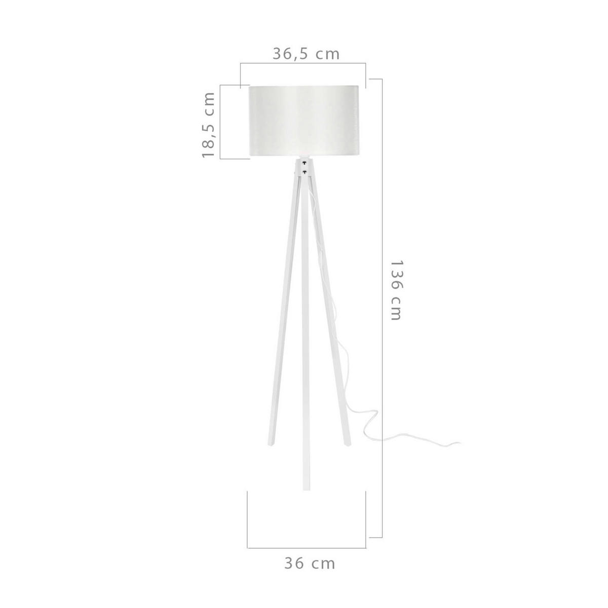 STEHLEUCHTE Rochester - Weiß, Textil (37/37/136cm) - lux.pro