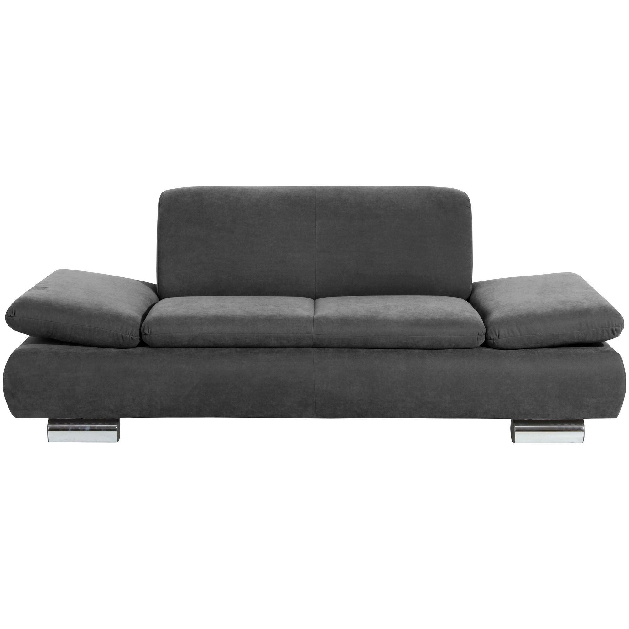SOFA 2-Sitzer Kaye Bezug Veloursstoff Metallfuß verchromt / anthrazit - Anthrazit, Kunststoff (190/76/90cm) - 58aufmkessel