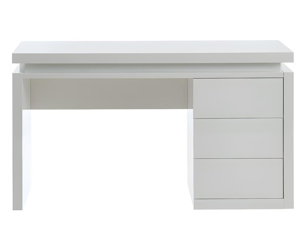 SCHREIBTISCH mit 3 Schubladen & LED-Beleuchtung - MDF - Weiß - EMERSON - Weiß, Holz (140/50/78cm) - Vente-Unique
