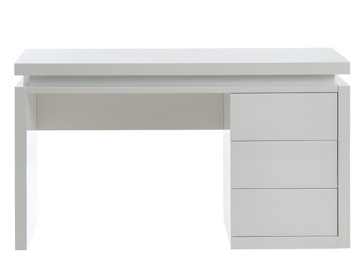 SCHREIBTISCH mit 3 Schubladen & LED-Beleuchtung - MDF - Weiß - EMERSON - Weiß, Holz (140/50/78cm) - Vente-Unique