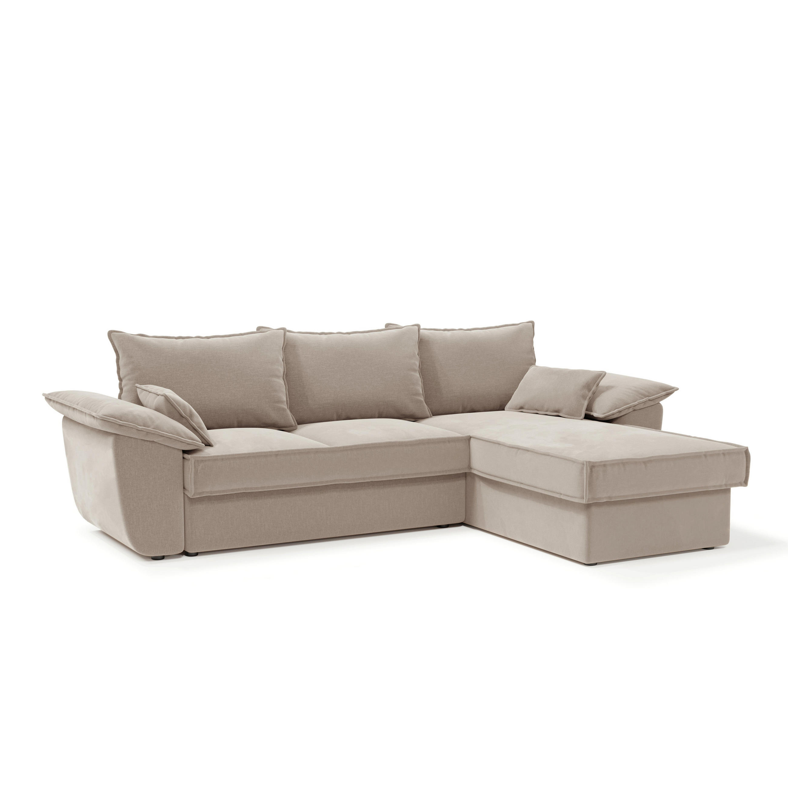 ECKSOFA RECHTS Samtstoff Beige 257cm - Beige, Textil (257/168cm) - Sia Home