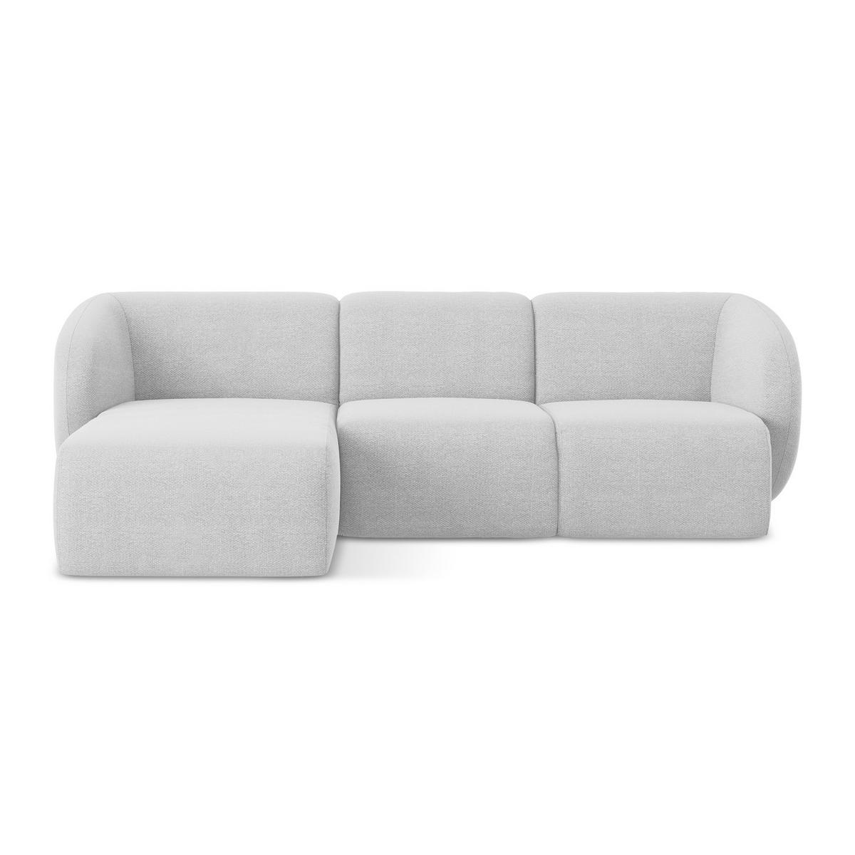 ECKSOFA Links Bouclé Stoff Grau - Silberfarben/Schwarz, Holzwerkstoff/Kunststoff (248/166cm) - LaMiaSofa