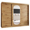 SCHWEBETÜRENSCHRANK 200/250/62 3-türig - Silberfarben/Eiche Artisan, Holz (250/200/62cm) - MÖBEL KRYSPOL
