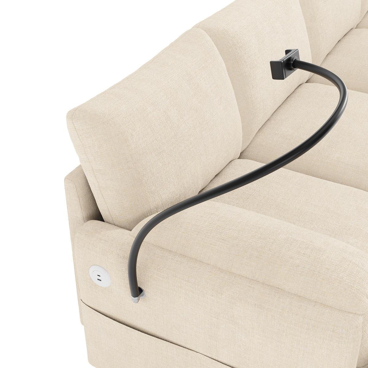 SCHLAFSOFA mit 6 Sitzen, Stauraum-Hockern, USB/Type-C und Handyhalter,Beige - Beige, Textil (273.5/81/133cm) - EVRYAE