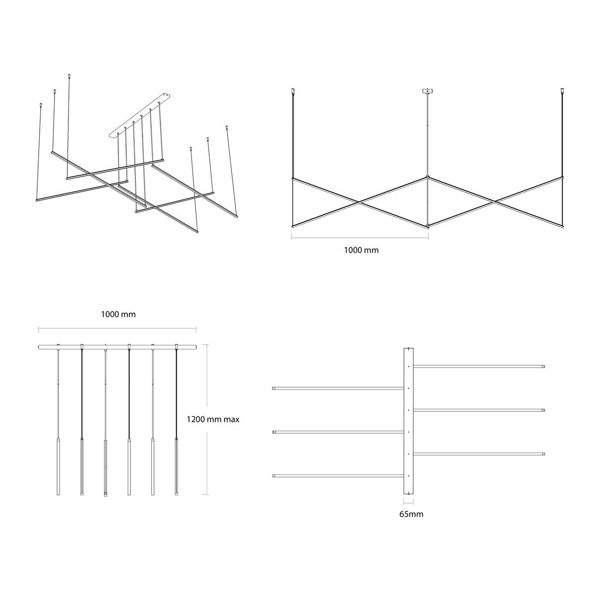 LED-HÄNGELEUCHTE Storm - Schwarz, Metall (200/100/120cm) - Lumicom