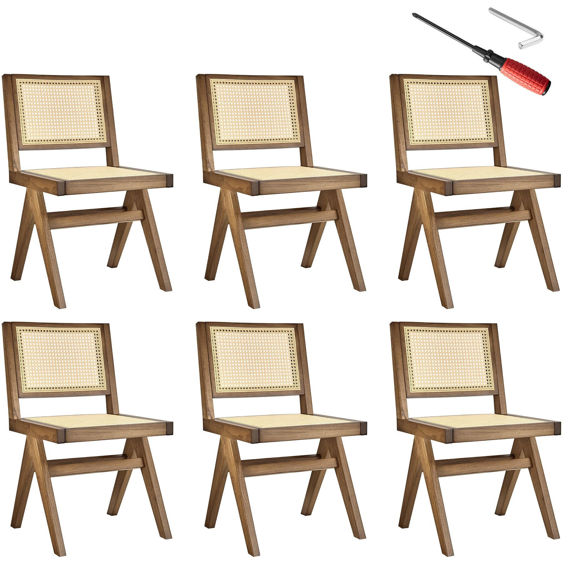 HOLZSTUHL 6er Set Lissy,48,5 x 53,5 x 83 cm, Belastbarkeit 120 kg,Eiche hell - Eichefarben, Holz (48.5/83/53.5cm) - tectake