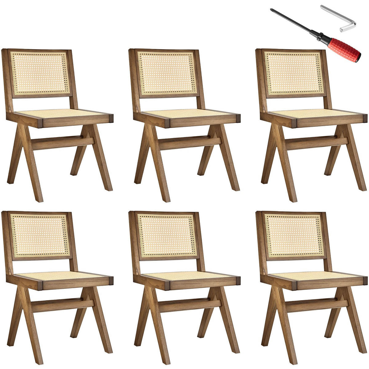 HOLZSTUHL 6er Set Lissy,48,5 x 53,5 x 83 cm, Belastbarkeit 120 kg,Eiche hell - Eichefarben, Holz (48.5/83/53.5cm) - tectake