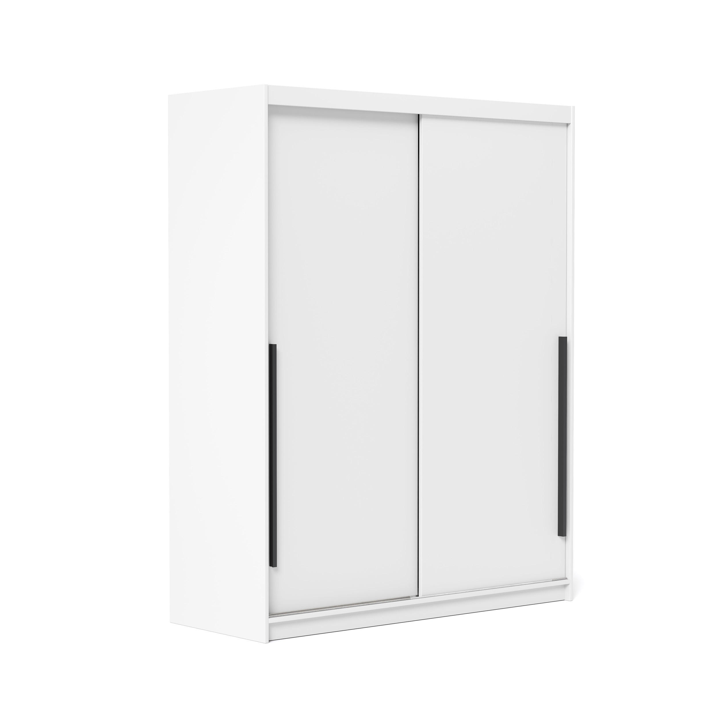 SCHIEBETÜRENSCHRANK SILENTE 160 cm mit Einlegeböden und Kleiderstange - Weiß, Holzwerkstoff (160/215/60cm) - Idohome