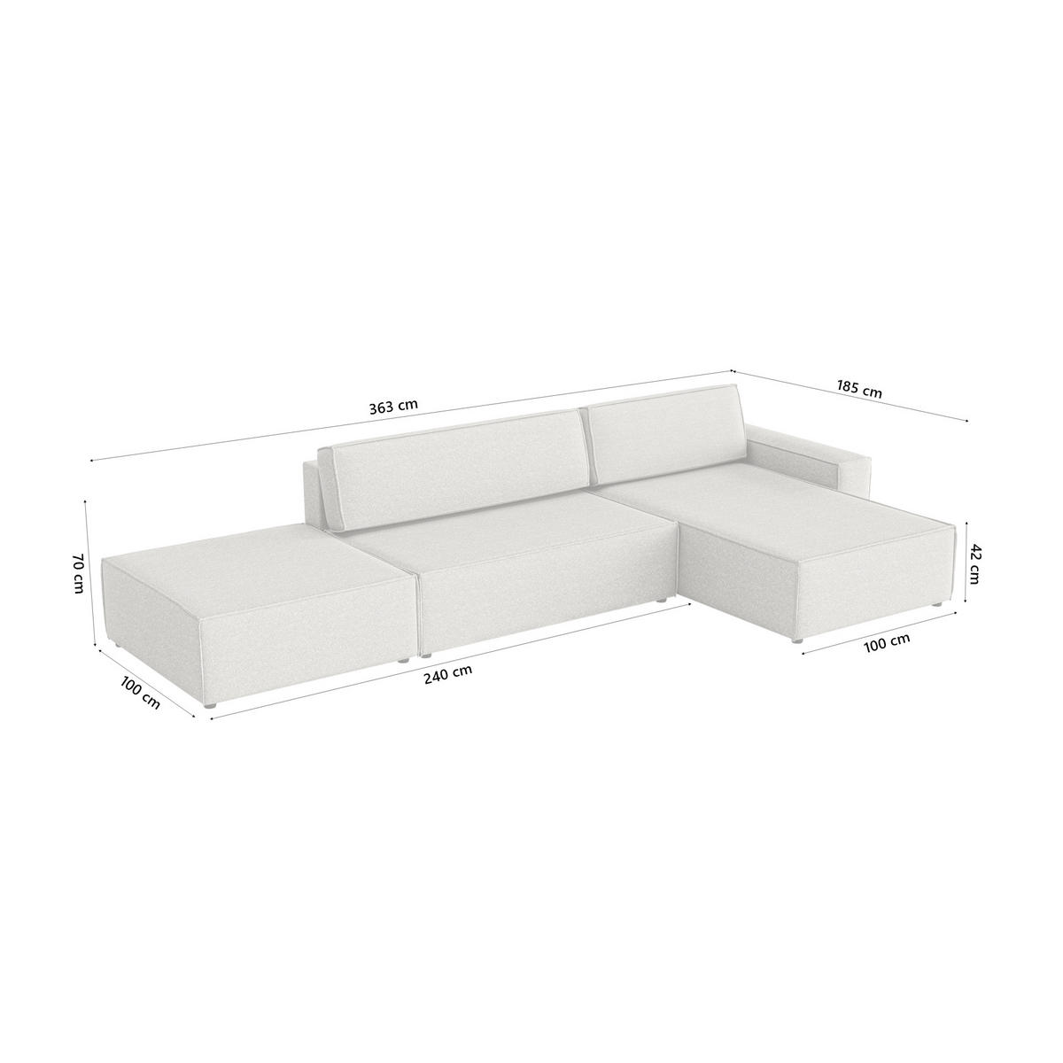 ECKSOFA Lummo La mit Schlaffunktion, Grau - Grau, Textil (363/185cm) - Fedve