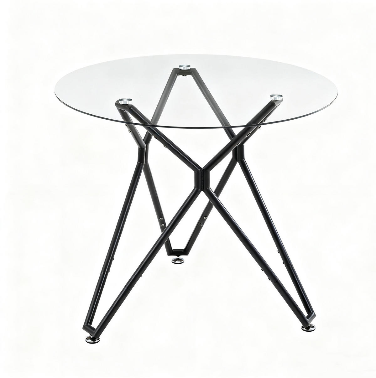 ESSTISCH Rund 90/90/78 cm Schwarz aus Glas mit Metallgestell - Schwarz, Glas (90/90/78cm) - OKWISH