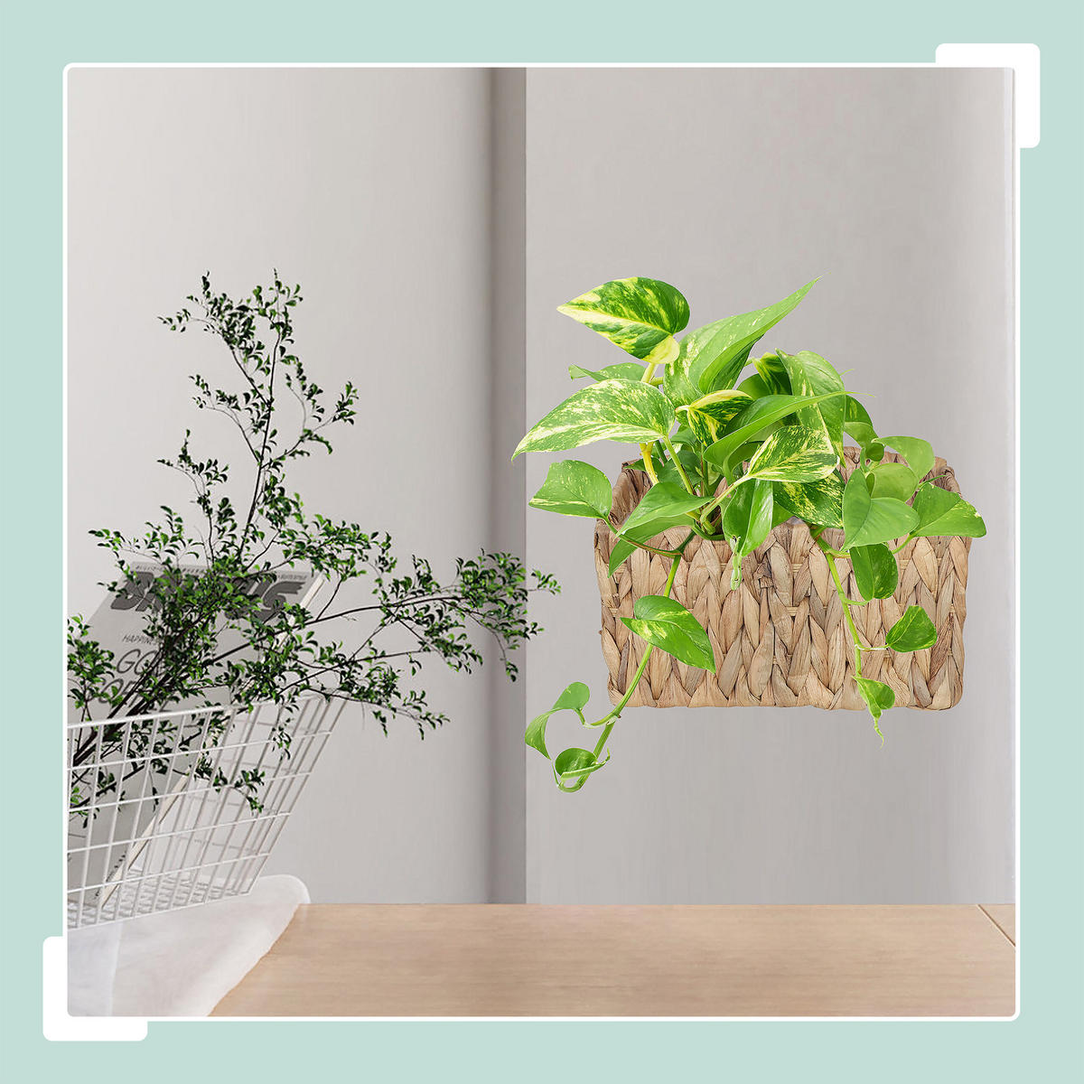 BLUMENAMPEL - Hellbraun, Kunststoff/Textil (29cm) - Relaxdays