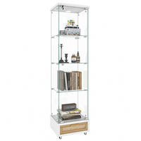 VITRINA 36,5/42,5/167 cm bijela od MDF-a i kaljenog stakla s LED rasvjetom i ladicama - bijela, drvni materijal (42.5/167/36.5cm) - OKWISH