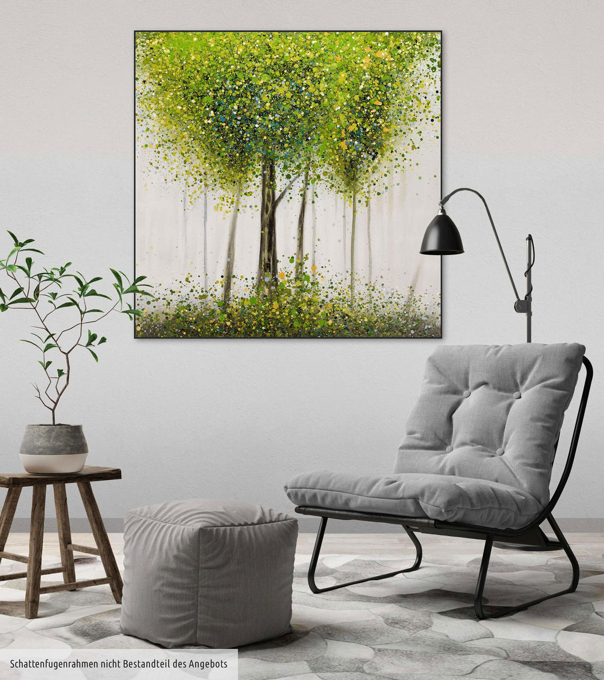 ÖLGEMÄLDE 80/80 cm - Weiß/Grün, Holz/Textil (1.52/80cm) - KUNSTLOFT