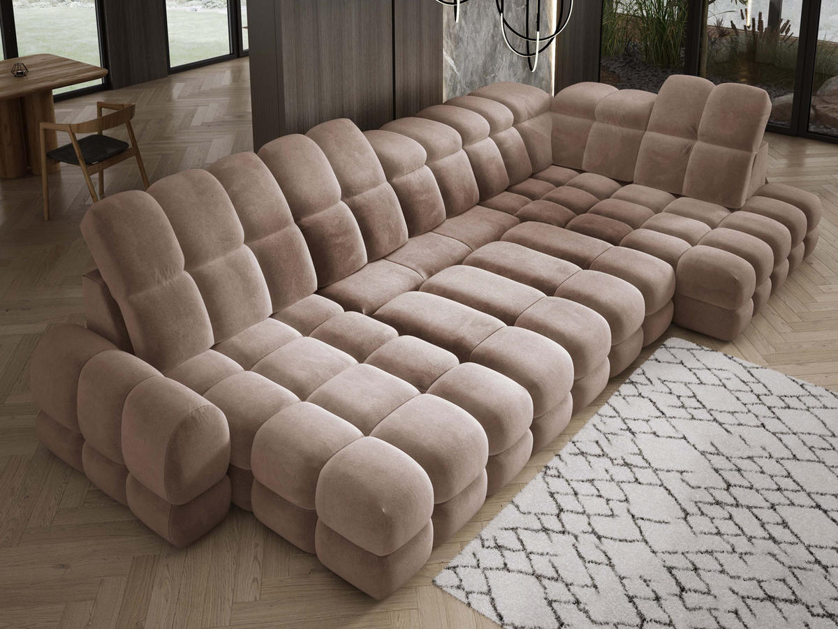 ECKSOFA TOLLO Salvador-stoff U-form 400x217x105 cm braun - Braun, Holz/Textil (217/400cm) - DomoHome