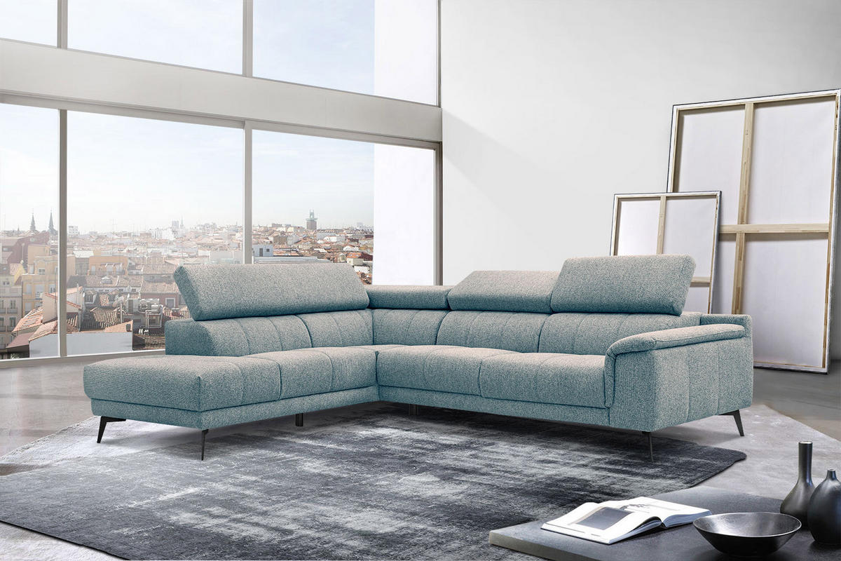 ECKSOFA FIERO 5-Sitzer, mintgrün - Schwarz/Mintgrün, Holzwerkstoff/Textil (158/269cm) - Courtois Laville